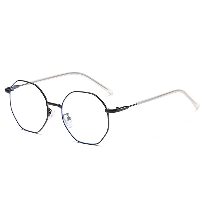 

new style polygonal frame glasses for women trendy men and women korean version metal glasses frame anti-blue light flat mirror