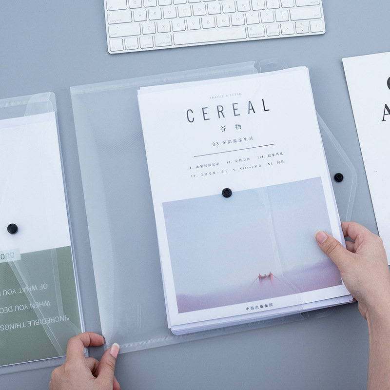 PP按扣文件袋A4档案袋资料袋办公学生塑料透明文件收纳袋定制logo|ru