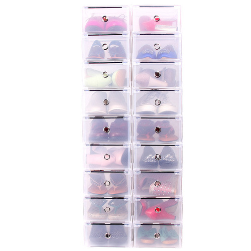 Transparent shoe box desktop storage box combination shoe cabinet drawer type stackable plastic shoe box long boots short boots