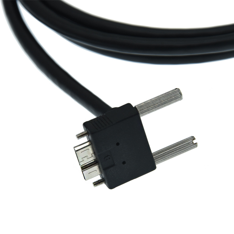 USB工业相机数据线缆USB3.0 A公转Micro B弯头带锁高柔拖链连接线|ru
