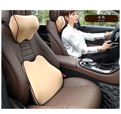 （不帶標）汽車頭枕腰靠套子靠枕腰枕記憶棉車載脖子枕頭靠背腰墊