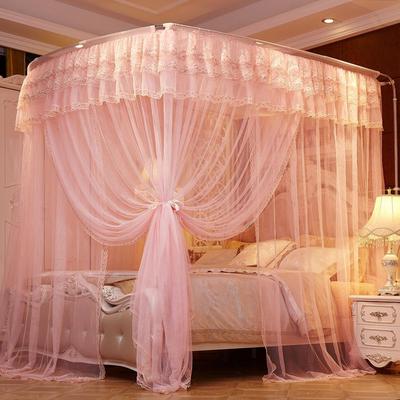 Fishing rods Mosquito net Telescoping Mosquito net Net Red new pattern 1.2 M bed 1.8m household u-shaped Princess wind encryption 1.5