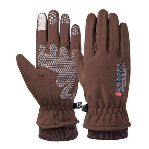 Customized ski gloves winter waterproof outdoor warm composite fleece windproof and coldproof touch screen printing custom LOGO