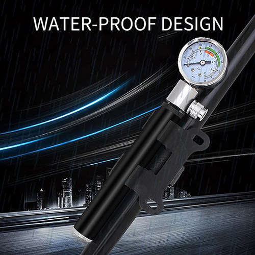 Portable high-pressure pump with meter, bicycle pump, mountain bike pump, American-French mouth pump, handheld mini pump