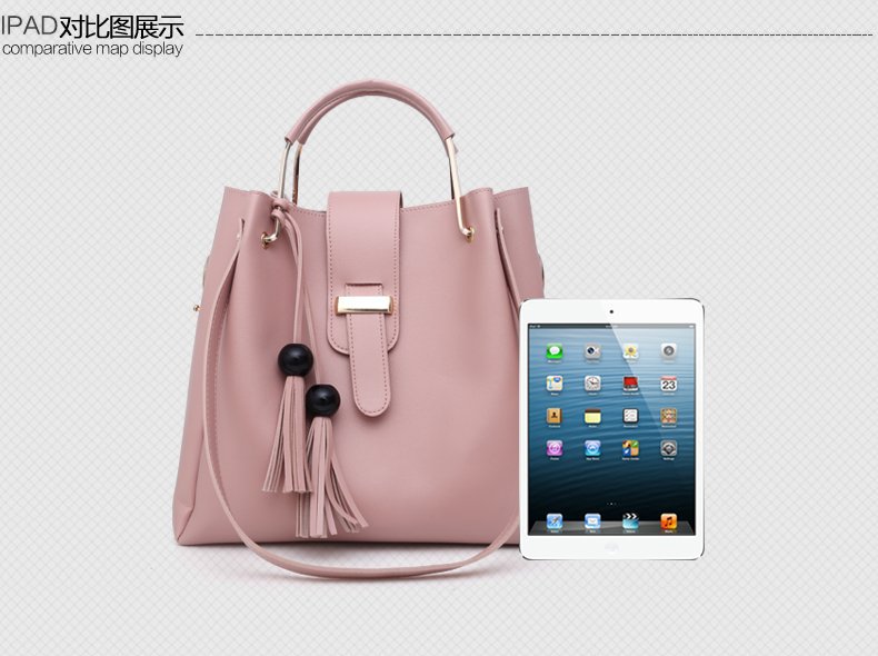 2019欧美简约木珠水桶型子母包手提单肩包三件套大容量女士包