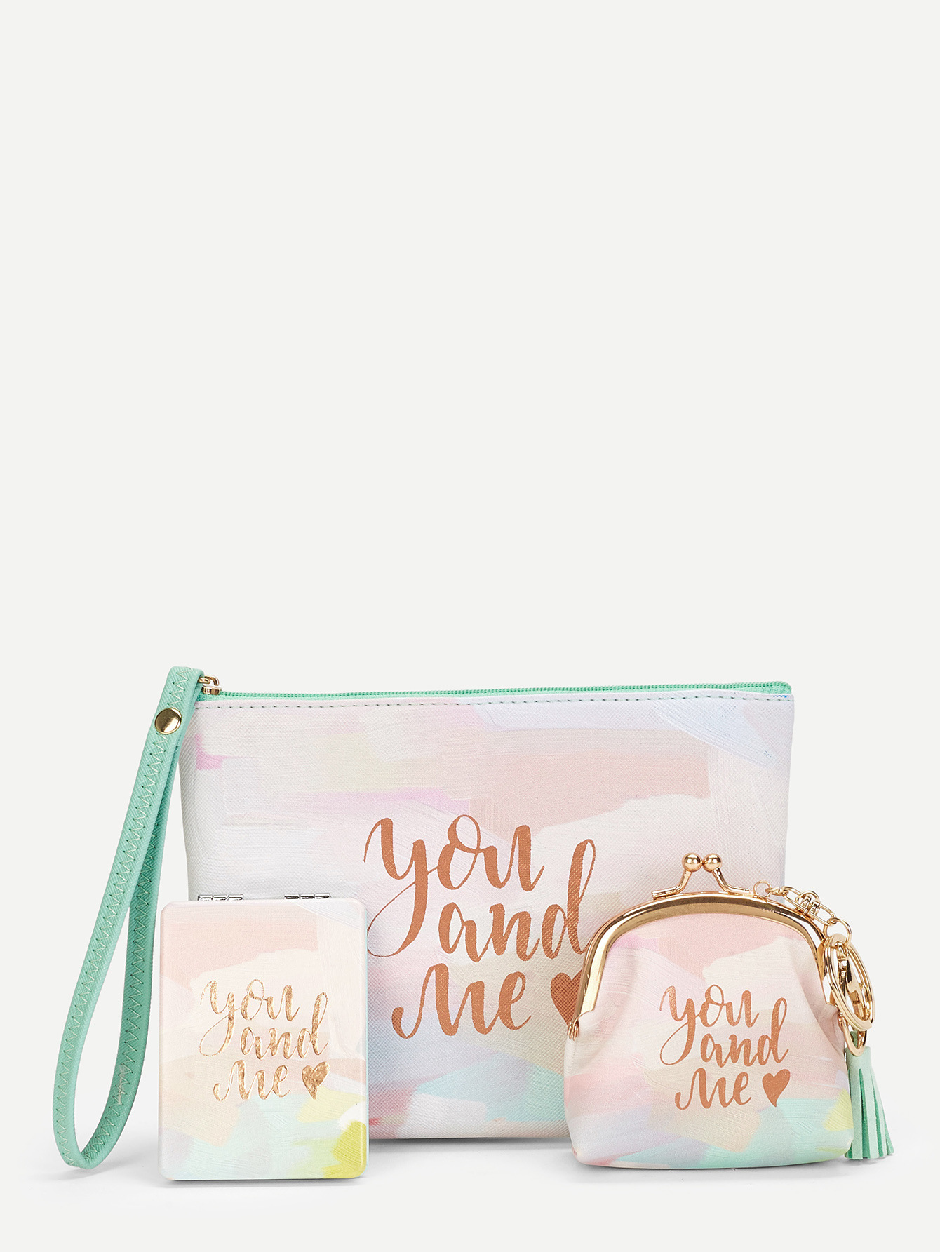 Traje de regalo de lujo ligero espejo cosmético teléfono móvil bolsa monedero regalo de tres piezas conjunto anual reunión regalo traje de negocios