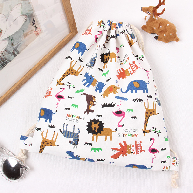 创意全棉彩印帆布袋束口袋定双肩背包抽绳束口棉布袋来图LOGO制做