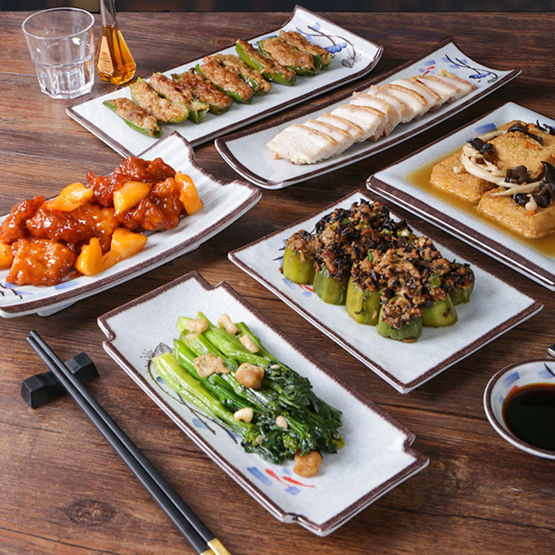 加厚密胺長方形盤子仿瓷餐具長條盤火鍋店牛肉盤中餐菜盤涼菜方盤