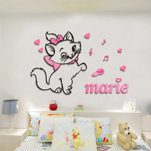 瑪麗貓可愛小貓咪公主房間女孩卧室牆壁裝飾貼紙亞克力3D立體貼畫