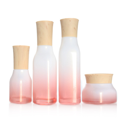2019 Cosmetic Wood Grain Cap Sub-Bottle, Lotion Fine Mist Spray Set Glass Bottle, Cream Face Cream 50G Bottle