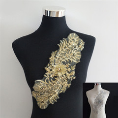 New Arrival Embroidered Gold Thread Lace Collar – Handmade 3D Imitation Pearl Lace Trim, Wholesale Apparel Accessories
