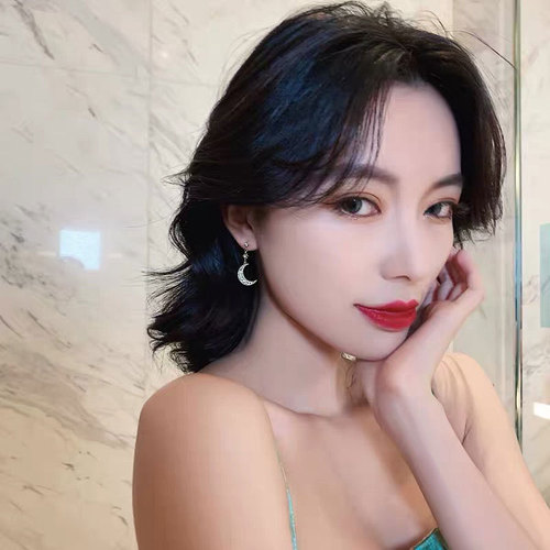 Korean version S925 silver needle asymmetric star crescent moon earrings internet celebrity slimming goddess style earrings sparkling earrings wholesale