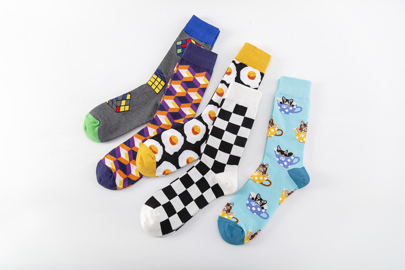 Animal, Color Block Pattern A Pair Cute Men's Animal Color Block Cotton (more Than 50%) Ankle Socks