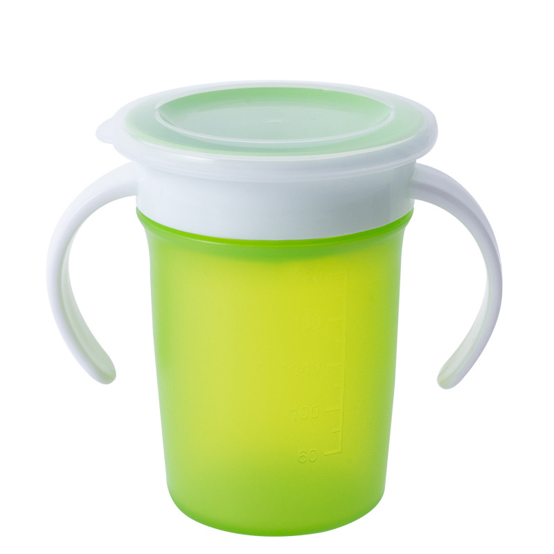 Taza de beber para niños 360 grados a prueba de fugas anti-estrangulamiento bebé bebiendo taza con mango Baby Magic Cup con tapa