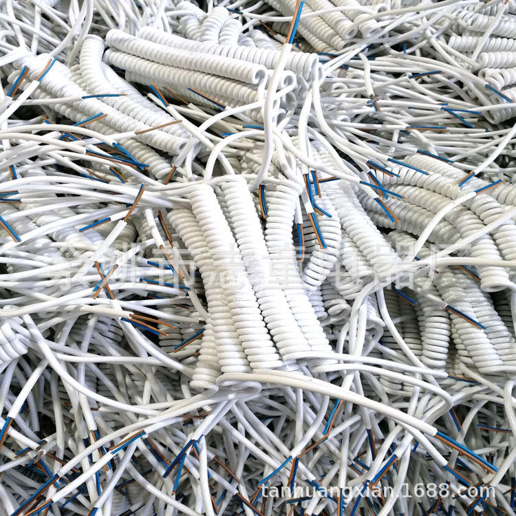 供应3芯打磨机螺旋线电磨插头拉伸弹弓黑两音频电源线