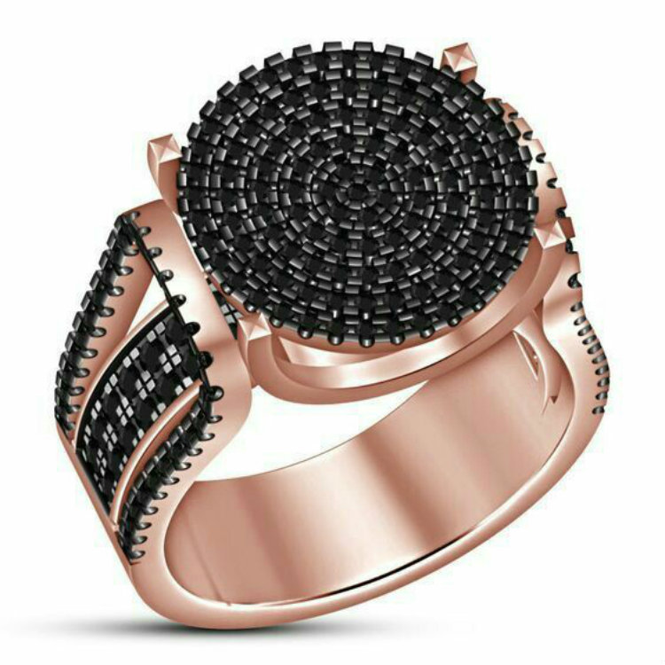 Golden black design fashionable ring for men and women
