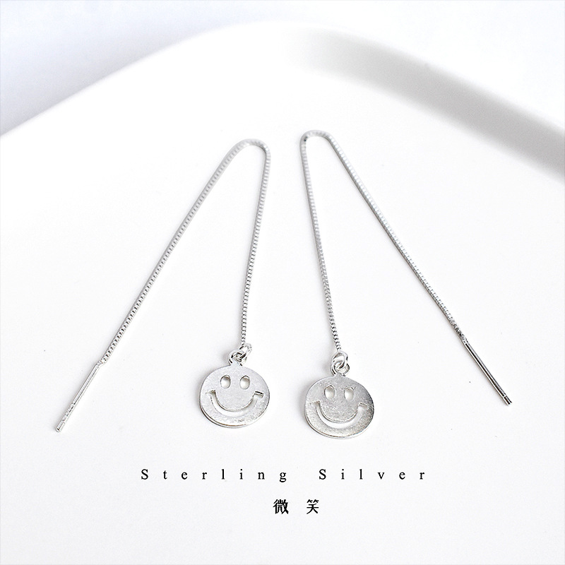 Style Niche Temperament Jewelry S925 Sterling Silver Smiley Face Smile Earrings Earrings Korean Styley Personality Earrings For Women