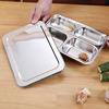 Dinner plate stainless steel for elementary school students, square lunch box, increased thickness