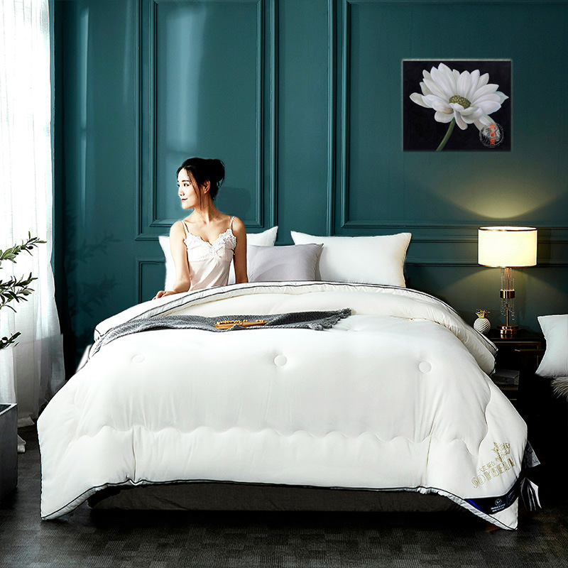 厂家直销 纯色立体边蛋白绒大豆纤维被子冬被加厚保暖棉被芯批发