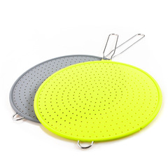 Simple and Elegant Stainless Steel Ring Silicone Oil Filter Mesh Water-Safe Vegetable Washing Silicone Oil Splat Mesh Oil Splash Kitchen Gadget