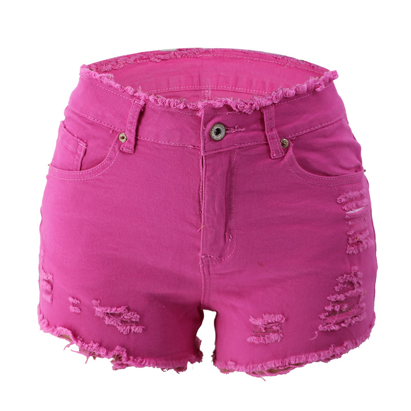 zipper fringed edge denim shorts NSYB65121