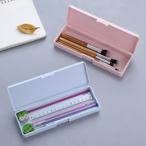 Nordic style simple plastic stationery box student storage pencil box student multi-functional square large space pencil box