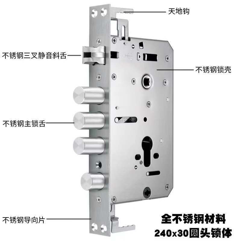 三汉指纹锁锁体智能门锁具电子方头圆柱双快双活6068不锈钢防盗门-阿里巴巴