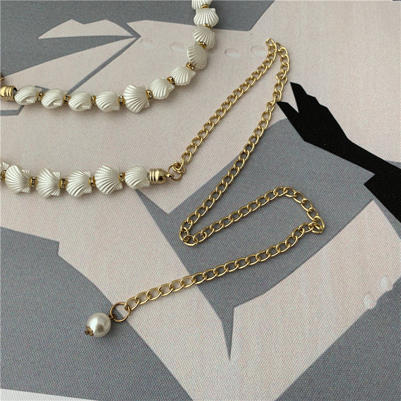 Elegant Women's Waist Chain With Pearl Shell For Dresses And Belts_voghion.com