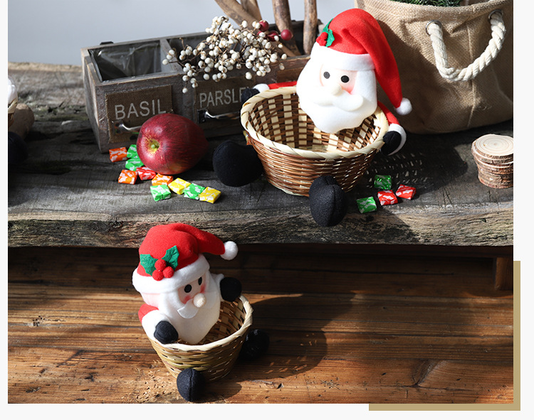 Christmas Cute Santa Claus Cloth Bamboo Party Candy Jar 1 Piece display picture 2