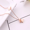 Fashionable matte short necklace stainless steel, Korean style, 18 carat