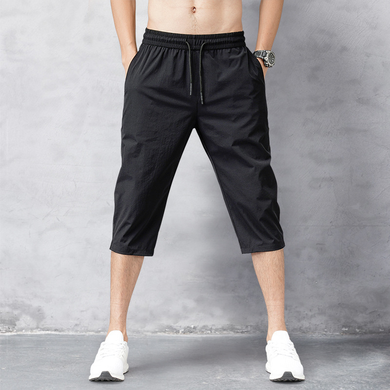 Cross-border Explosive Ice Silk Capri Pants Men's Summer Thin Trendy Men's Casual Sports Shorts Ins Loose Cross-border Explosive Ice Silk Capri Pants Men's Summer Thin Trendy Men's Casual Sports Shorts Ins Loose