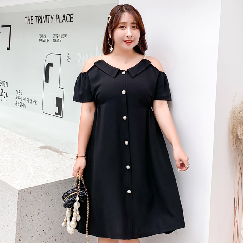 Ruili wind Korean Edition Solid Strapless models Large Dress 2019 fat MM Show thin Large Large Women's wear k779