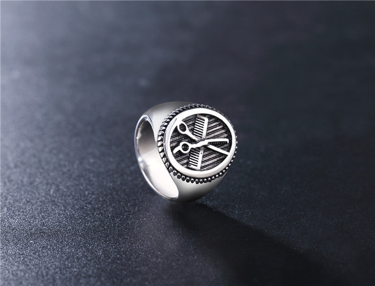1 Piece Quantity Daily, Street Occasion Retro Scissors Titanium Steel Men's Rings