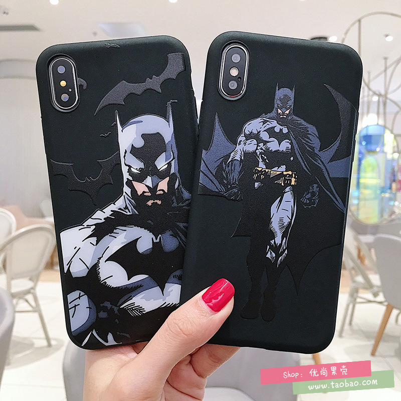 Comic Cartoon Batman Suitable for Iphone13 Mobile Phone Case Apple 13Pro All-Inclusive for Men and Women 14 All-Inclusive Anti-Fall