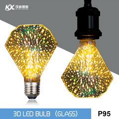 七彩led燈泡平鑽3D煙花燈泡E27螺口炫彩裝飾光源創意個性廠家