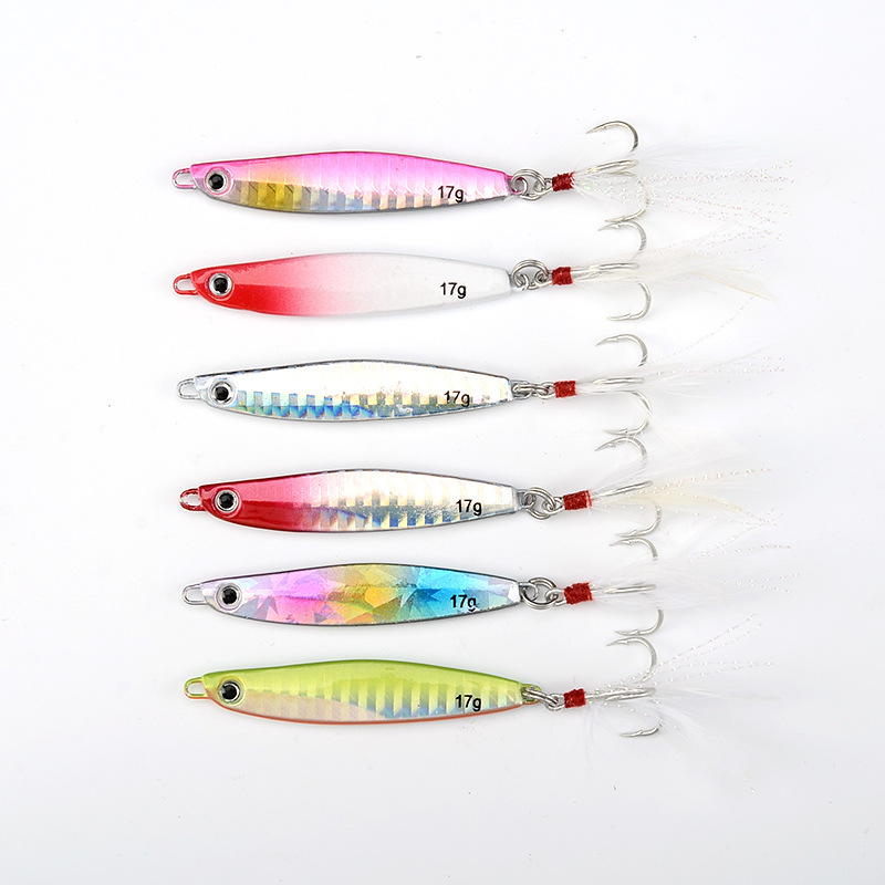 6 PCS Jigging Spoon Metal Spinner Baits Bass Trout Fresh Water Fishing Lure