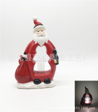 陶瓷圣诞老公礼物盒亚克力桌灯 手绘圣诞Led灯礼品工艺品德化陶瓷