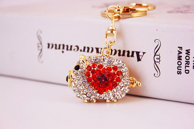 38g Weight Alloy, Metal Material Animal Pattern Unisex Gender Pink, Purple, Red, Blue Color Cute Heart Zodiac Pig Keychain 4