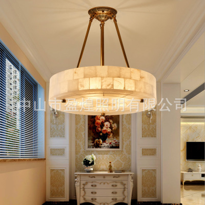 全铜吊灯欧式云石客厅餐厅入户阳台简约中国风led家用新款家灯具|ru