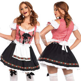 万圣节啤酒女cosplay装 派对酒吧服务员装表演服德国啤酒女仆服饰