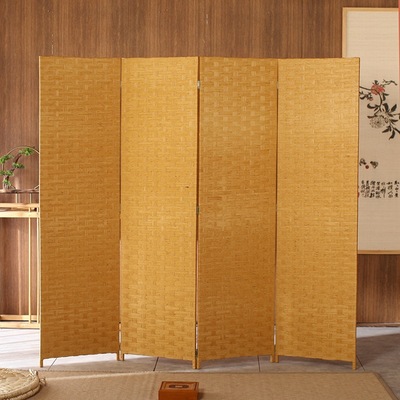 originality manual Straw screen partition fashion Simplicity a living room bedroom Folding screen simple and easy fold move solid wood screen