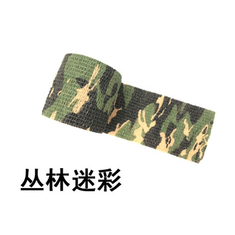 Fábrica sin pegamento cinta de camuflaje telescópica autoadhesiva tela no tejida caza al aire libre caza camuflaje cinta de montar