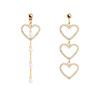 Asymmetrical cute universal earrings from pearl with tassels, ear clips heart-shaped heart shaped