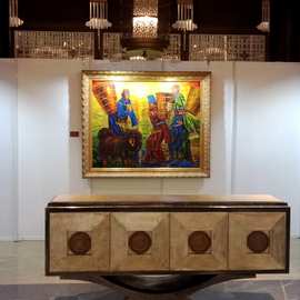 八棱柱展板制作工厂 挂画图片展示铝制板 活动折叠屏风隔断展板厂