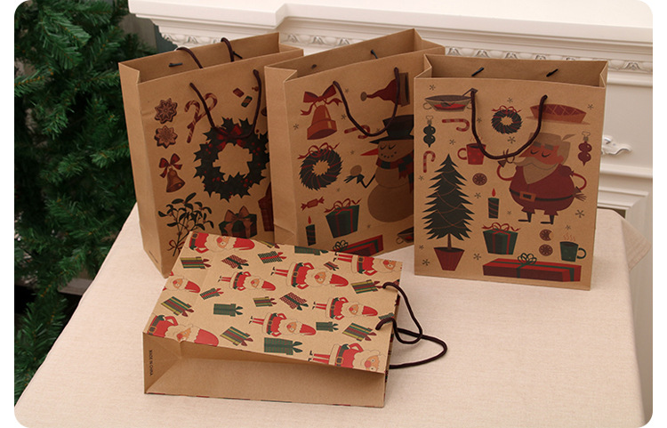 Christmas Gift Bag Gift Bag Christmas Handbag Kraft Paper Bag Christmas Packaging Bag Christmas Clothes Bag display picture 7