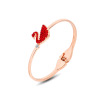 Brand accessory, swan, golden women's bracelet, internet celebrity, Korean style, pink gold, wholesale