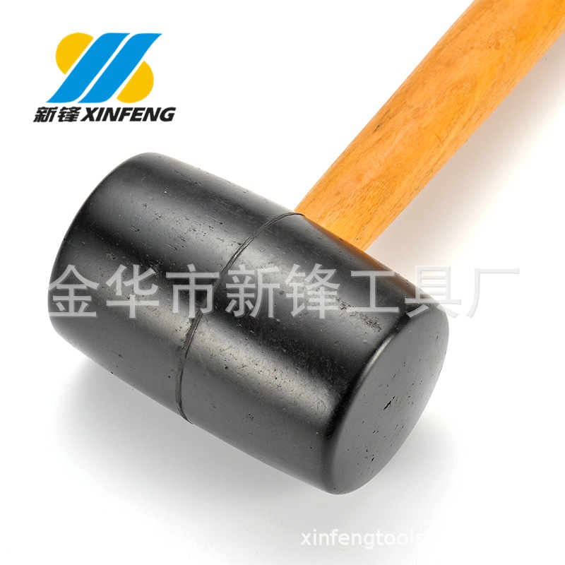 厂家供应    高品质 黑色木柄橡胶锤 小胶锤 皮锤