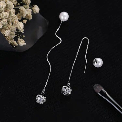Korea S925 silver needle five-pointed star moon leaf ice flower four-leaf clover ear wire long earrings women's earrings wholesale