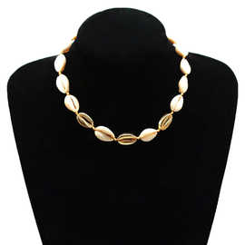 欧美跨境饰品 创意项饰choker 贝壳手工打结项链女配饰