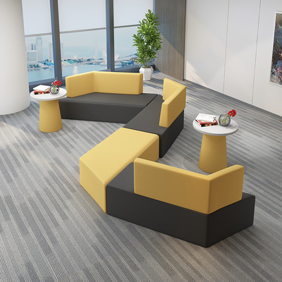 簡約新款簡約現代創意酒店辦公等候沙發百變布藝時尚拼接組合沙發